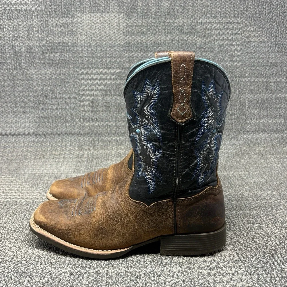 Ariat Tombstone Kids Cowboy Boots Size 3 Brown Black Blue Square Toe 10012794